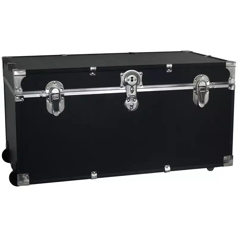 Seward Trunk 31" No Line Wheels Black: Universal Storage Footlocker Trunk with Wheels, 200 lb Capacity, 4.29 Volume