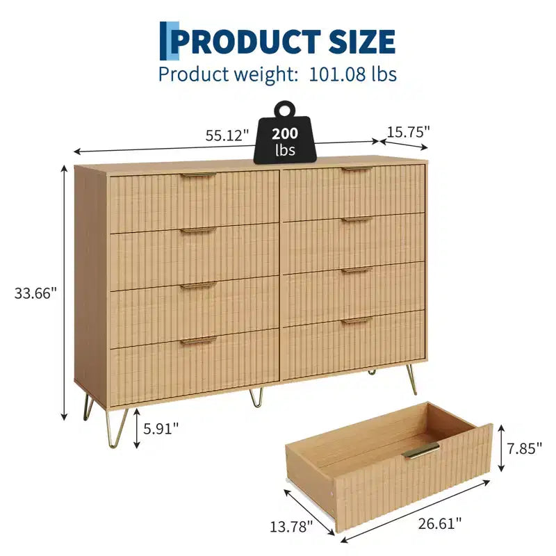 Cómoda de 8 cajones, negra/rosa/blanca/madera, individual, para dormitorio y sala de estar
