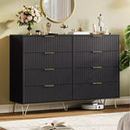 Cómoda de 8 cajones, negra/rosa/blanca/madera, individual, para dormitorio y sala de estar