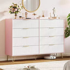 Cómoda de 8 cajones, negra/rosa/blanca/madera, individual, para dormitorio y sala de estar