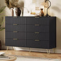 Stylish 8 Drawer Dresser for Bedroom, 55 Wood Storage Dresser with Metal Handles, Modern Closet Dresser Ideal for Bedroom, Living Room, Entryway