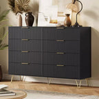 Stylish 8 Drawer Dresser for Bedroom, 55 Wood Storage Dresser with Metal Handles, Modern Closet Dresser Ideal for Bedroom, Living Room, Entryway