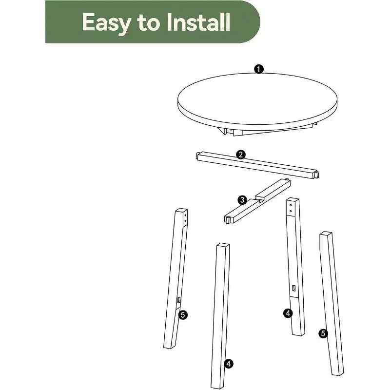 Mesa de Comedor Redonda de Madera Marrón para 2-4 Personas