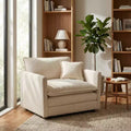 Homy Casa Oversized Deep Accent Chair with Toss Pillow, Beige
