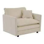 Sillón decorativo tapizado en crema, respaldo de almohada, para 1 persona