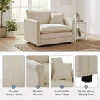 Sillón decorativo tapizado en crema, respaldo de almohada, para 1 persona