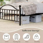 Estructura metálica de cama – Negro mate, cabecero y pie de cama redondos, 1 persona