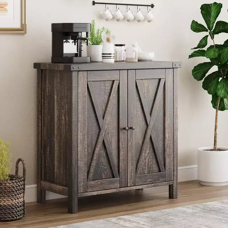 Buffet Cabinet, Sideboard with Storage  2-Piece Small Farmhouse Entryway Console with Doors & Adjustable Shelves, for Living Room, Dining Room