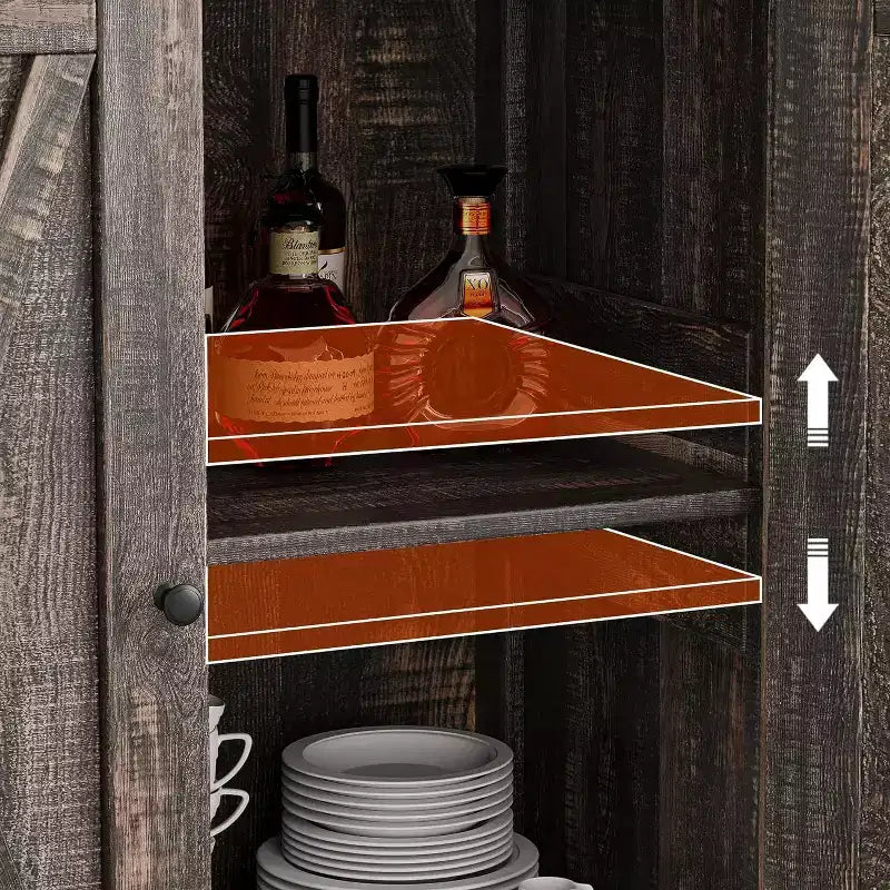 Aparador de madera marrón de una sola puerta, juego de 2 piezas