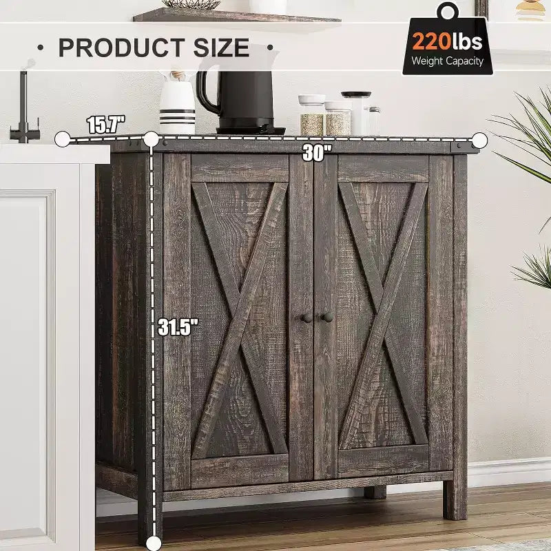 Aparador de madera marrón de una sola puerta, juego de 2 piezas