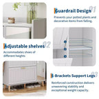 Zapatero blanco de madera con espejo, 2 cajones abatibles, capacidad para 20 pares