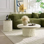 GDFStudio Belvia Compact Faux Marble Fiberglass Coffee Table with Rounded Edges
