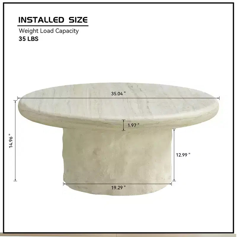 Mesa de centro pedestal redonda beige para 2-4 personas