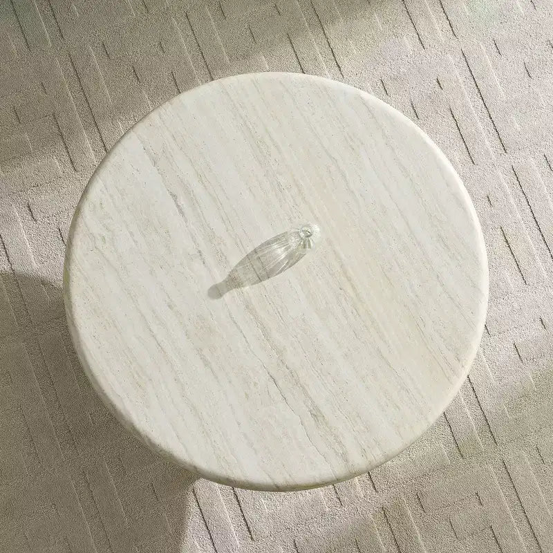 Mesa de centro pedestal redonda beige para 2-4 personas