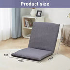 Sillón de suelo plegable ajustable azul/gris, asiento individual de lino y algodón