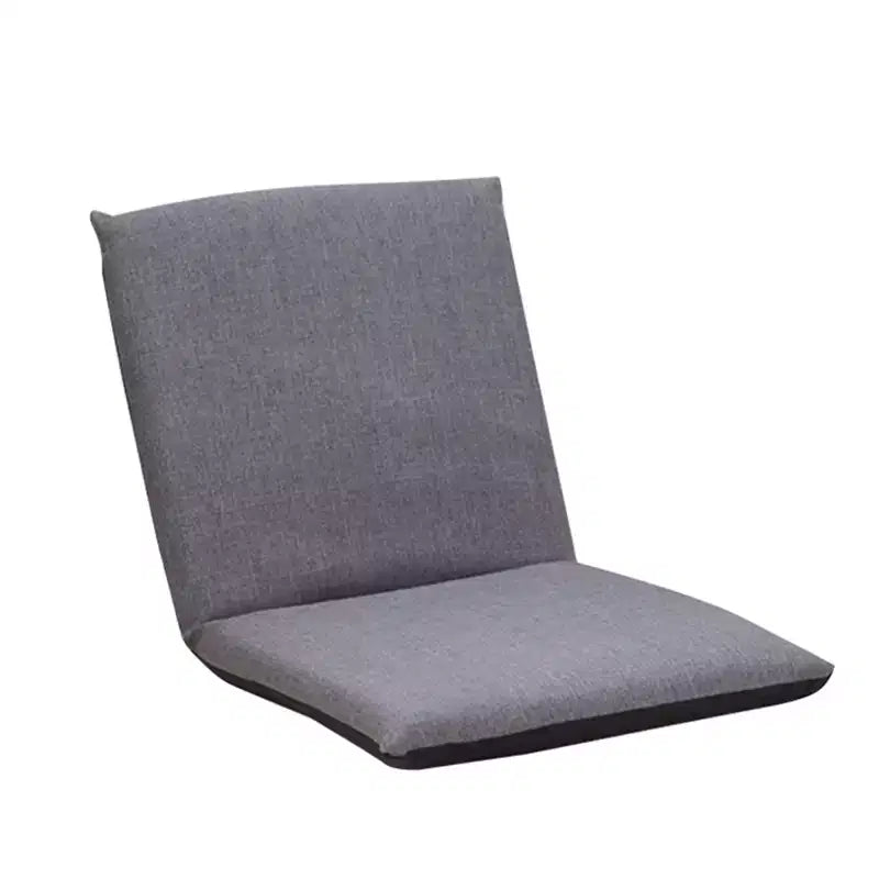 Sillón de suelo plegable ajustable azul/gris, asiento individual de lino y algodón