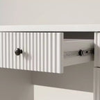 Escritorio de oficina en casa de madera acanalada con cajones - Color blanco/madera, individual