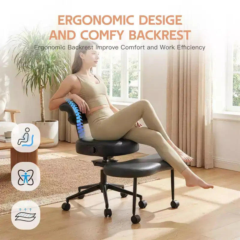 Silla de Rodillas Beige / Negra / Rosa con Ruedas – Giratoria 360°, Altura Ajustable, Un Asiento