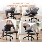 Silla de Rodillas Beige / Negra / Rosa con Ruedas – Giratoria 360°, Altura Ajustable, Un Asiento