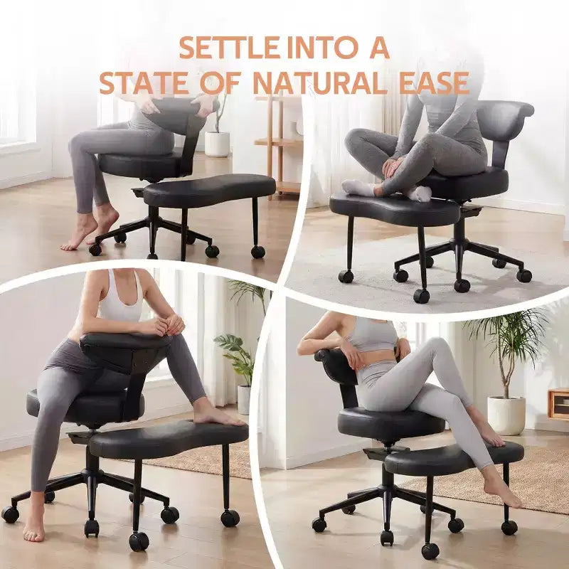 Silla de Rodillas Beige / Negra / Rosa con Ruedas – Giratoria 360°, Altura Ajustable, Un Asiento