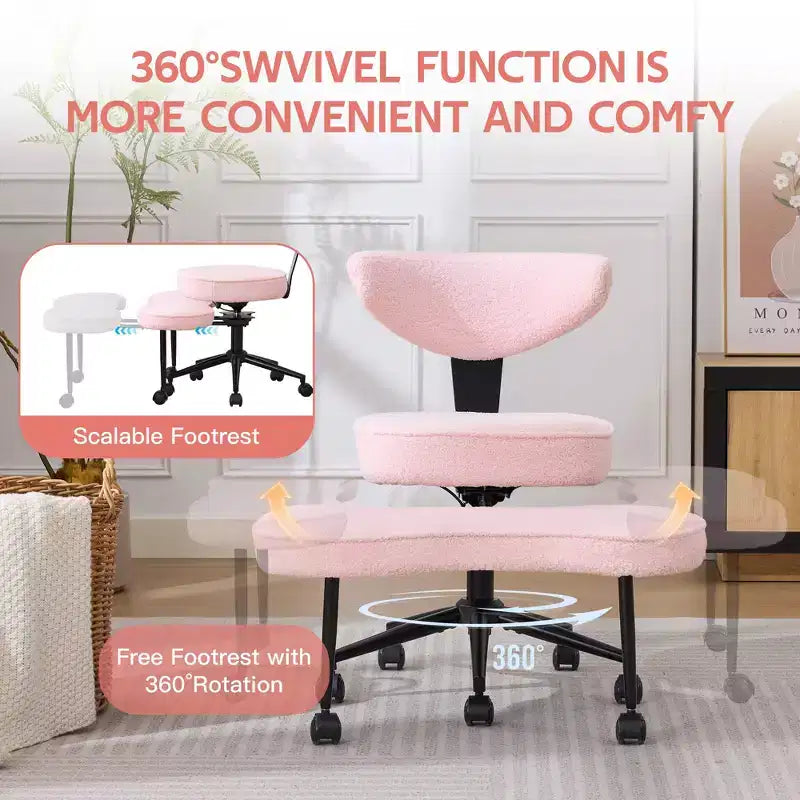 Silla de Rodillas Beige / Negra / Rosa con Ruedas – Giratoria 360°, Altura Ajustable, Un Asiento