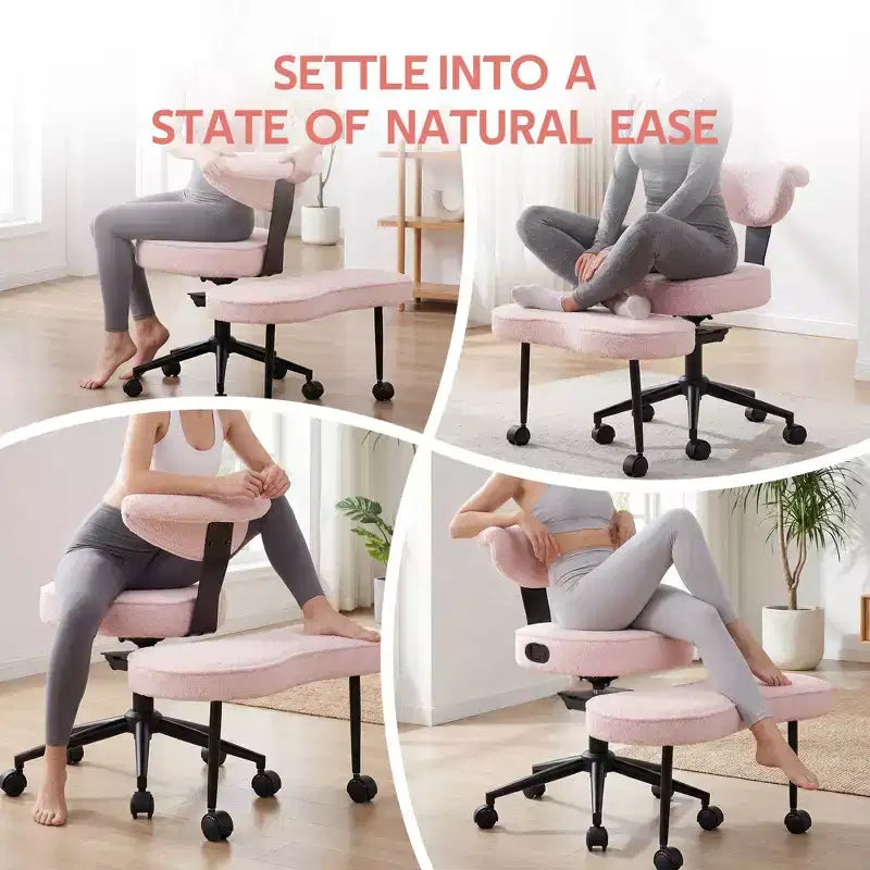 Silla de Rodillas Beige / Negra / Rosa con Ruedas – Giratoria 360°, Altura Ajustable, Un Asiento