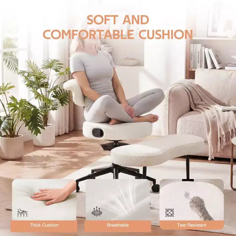 Silla de Rodillas Beige / Negra / Rosa con Ruedas – Giratoria 360°, Altura Ajustable, Un Asiento
