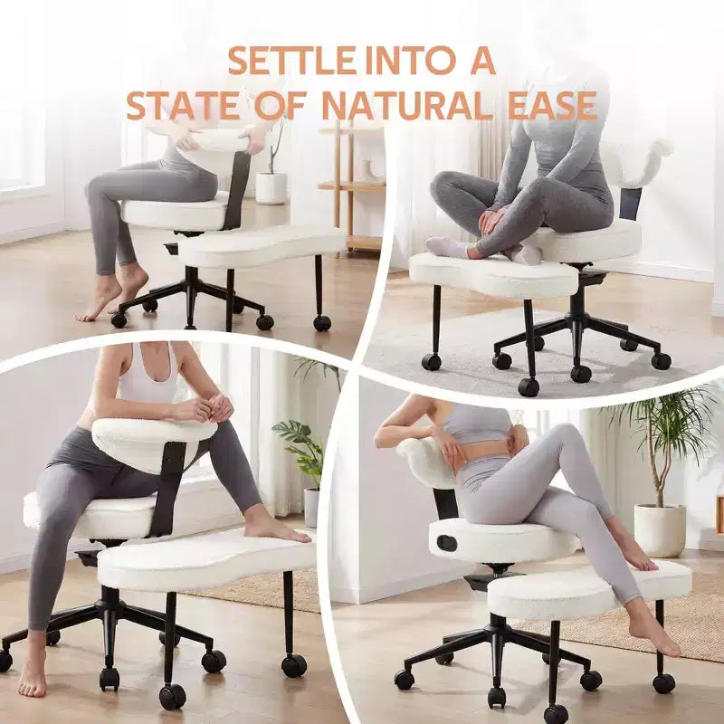Silla de Rodillas Beige / Negra / Rosa con Ruedas – Giratoria 360°, Altura Ajustable, Un Asiento