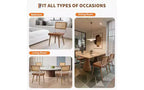 Silla de comedor sin brazos de ratán natural, lino beige, juego de 2