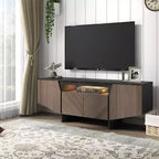 Mueble de TV Marrón Moderno de Mediados de Siglo con 4 Puertas, Soporta hasta televisores de 70", Asientos 1