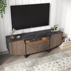 Mueble de TV Marrón Moderno de Mediados de Siglo con 4 Puertas, Soporta hasta televisores de 70", Asientos 1