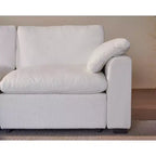 Sofá seccional modular de gran tamaño de 305 cm, lino/cuero sintético, 4 asientos