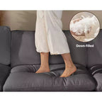 Sofá seccional modular de gran tamaño de 305 cm, lino/cuero sintético, 4 asientos