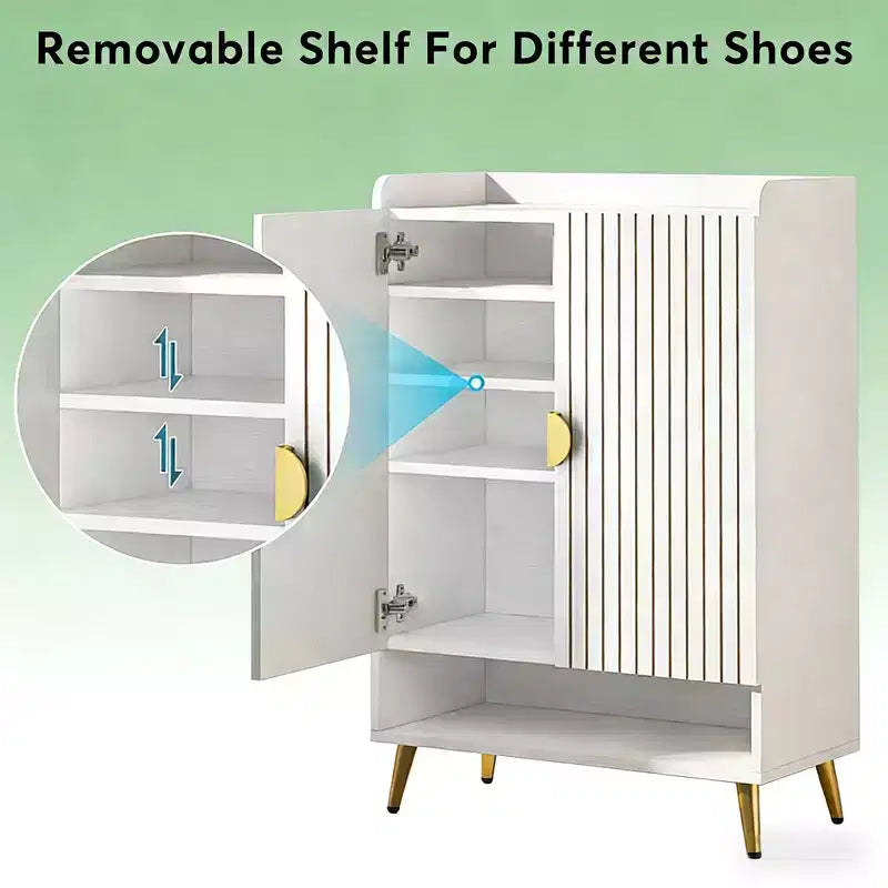 Zapatero de madera ajustable de 7 niveles, Negro/Marrón y Blanco/Dorado, Capacidad para 24 pares