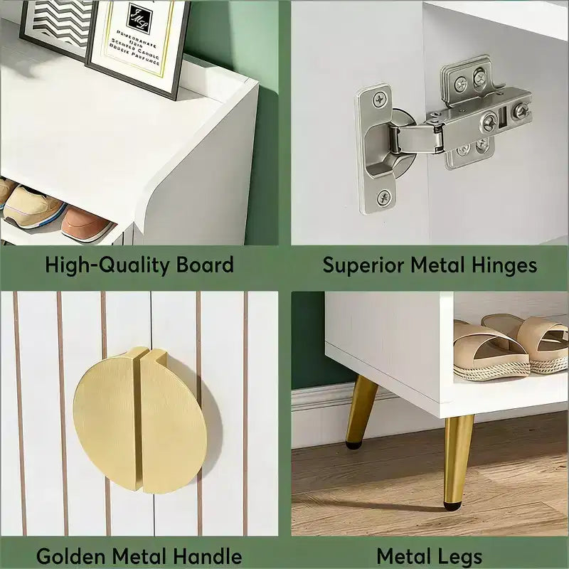 Zapatero de madera ajustable de 7 niveles, Negro/Marrón y Blanco/Dorado, Capacidad para 24 pares