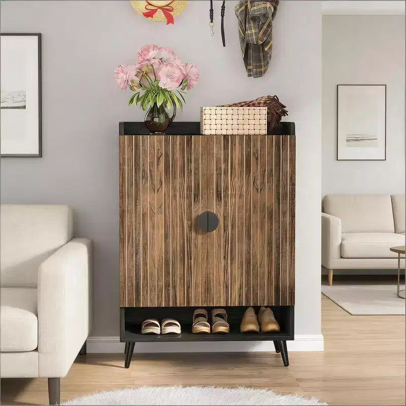 Zapatero de madera ajustable de 7 niveles, Negro/Marrón y Blanco/Dorado, Capacidad para 24 pares
