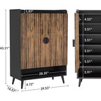 Zapatero de madera ajustable de 7 niveles, Negro/Marrón y Blanco/Dorado, Capacidad para 24 pares