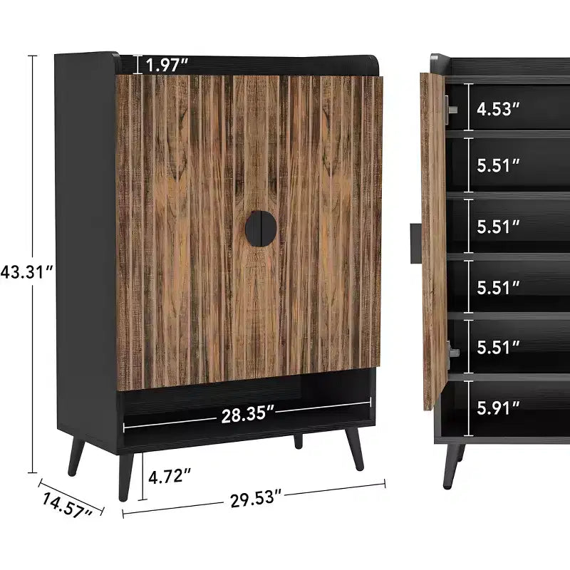 Zapatero de madera ajustable de 7 niveles, Negro/Marrón y Blanco/Dorado, Capacidad para 24 pares