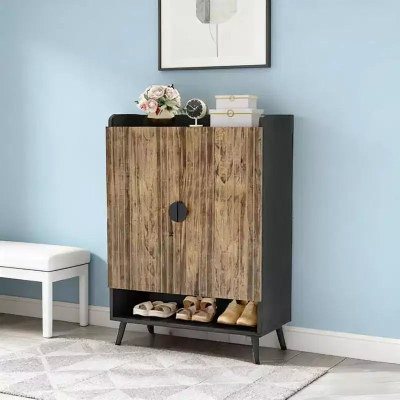 Zapatero de madera ajustable de 7 niveles, Negro/Marrón y Blanco/Dorado, Capacidad para 24 pares