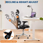 Silla de oficina de malla con respaldo alto negra/gris – Asiento único, ajustable