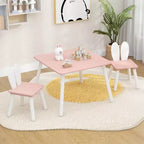 Mesa y 2 sillas infantiles con orejas de conejo, color blanco, edades de 3 a 6 años, para 2 niños