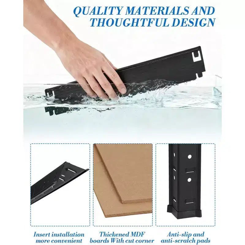 Estantería de Acero Negra Ajustable de 5 Niveles, Capacidad de 3000 lb