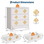 Cómoda de dormitorio de 3 cajones con armario de almacenamiento, natural/blanco