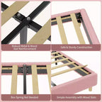 Marco de Cama Tapizado en Arco para Niños Azul/Rosa+Blanco — Individual, 1 Plaza
