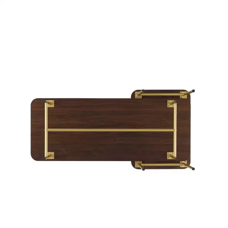 Juego de 2 mesas de centro nido rectangulares doradas y marrones