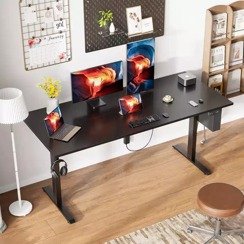 Escritorio eléctrico de pie negro, 160 cm de altura regulable, para un solo usuario