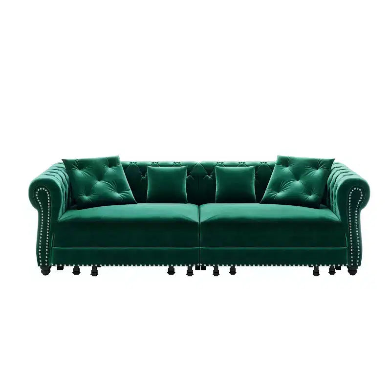 Sofá Cama Convertible 3 en 1 de 3 plazas, Verde Esmeralda