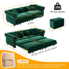 Sofá Cama Convertible 3 en 1 de 3 plazas, Verde Esmeralda