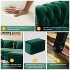 Sofá Cama Convertible 3 en 1 de 3 plazas, Verde Esmeralda