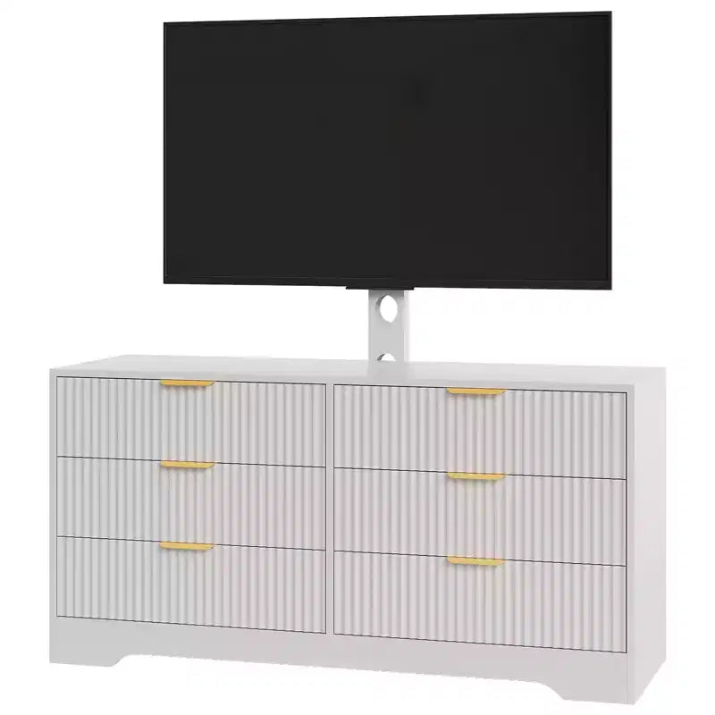 Mueble para TV con soporte – Negro / Blanco / Color madera, 6 cajones, para televisores de 32 a 85"